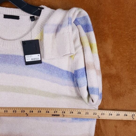 ATM Sweater Mens Large Cream Painted Stripe Pullover Cotton Blend Knit $395 - Picture 7 of 9